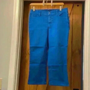 NYDJ Crops with leg slit. Marine Blue Size 6